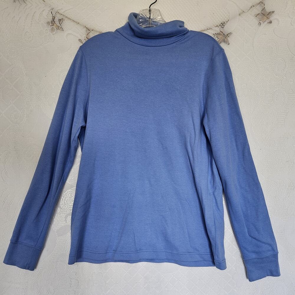 Croft And Barrow Medium 100% Cotton Light Blue Turtleneck Classic Soft Girl
